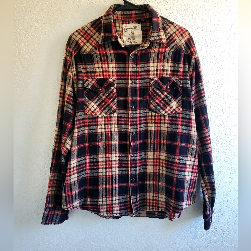 Coastal Boys Flannel‎ Button Down Long Sleeve Shirt Western Rodeo Cowboy